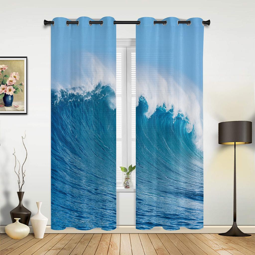 Sea Wave Surfing Summer Hawaii Luxury Curtains for Living Room Window Treatment Curtain for Bedroom Home Decor