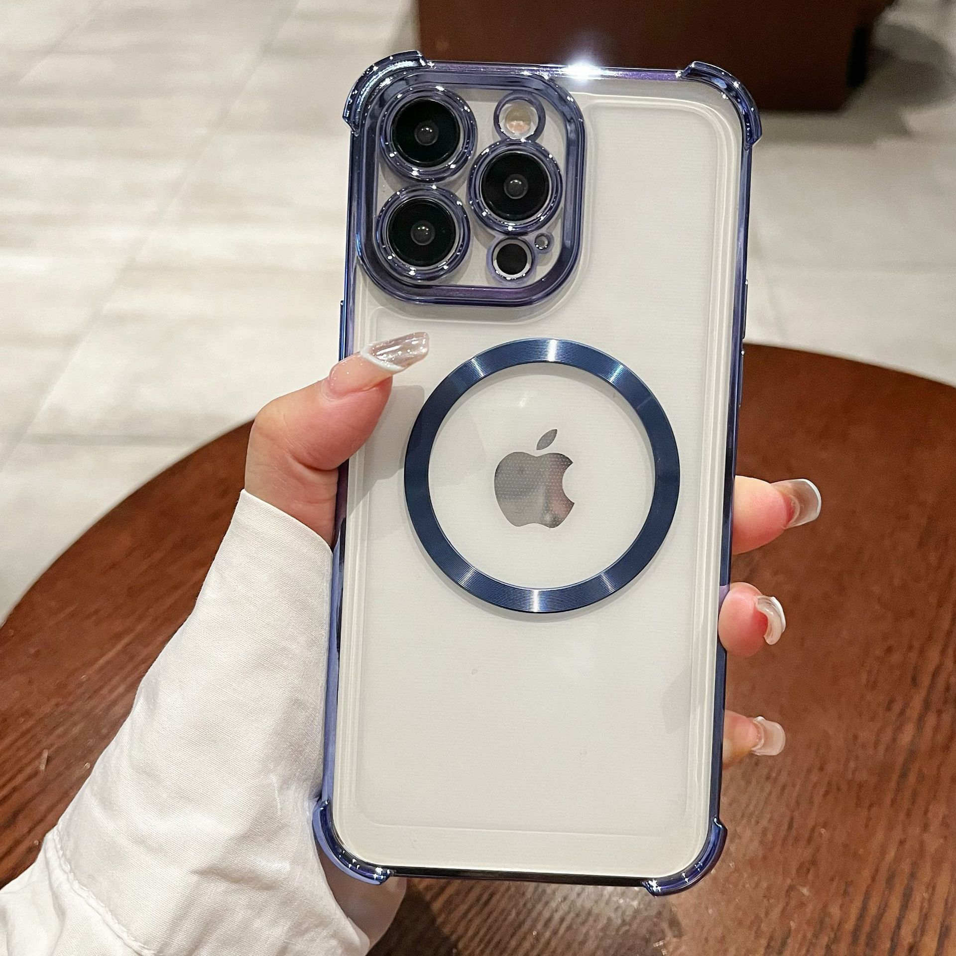 

Applicable To Apple 15 Airbag Anti Fall Magnetic Suction Electroplating Mobile Phone Case 14 13PRO Full Inclusive 16 Soft Shell Protective Case iphone12PRO