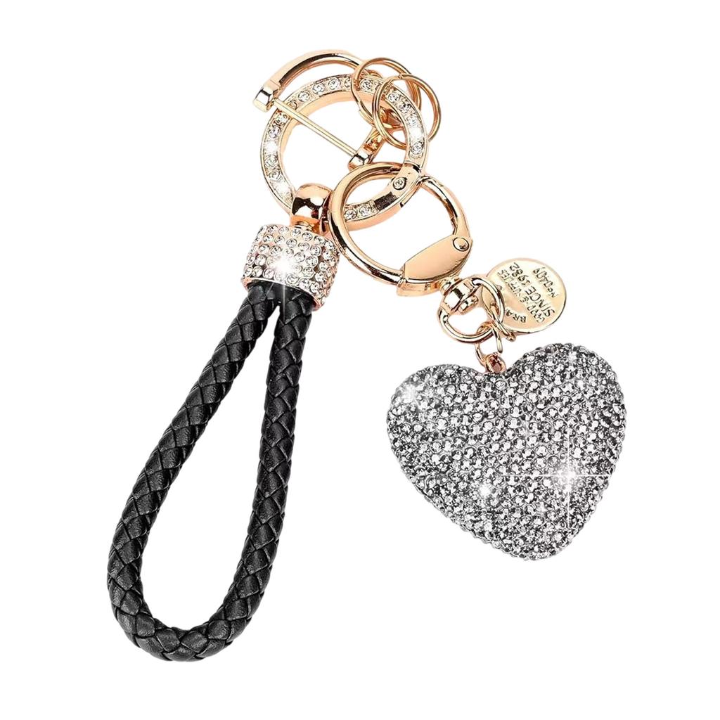 Handgemachter Herz-Schlüsselanhänger mit funkelnden Strasssteinen Handgemachter Schlüsselanhänger Taschenanhänger Modeaccessoire für Frauen