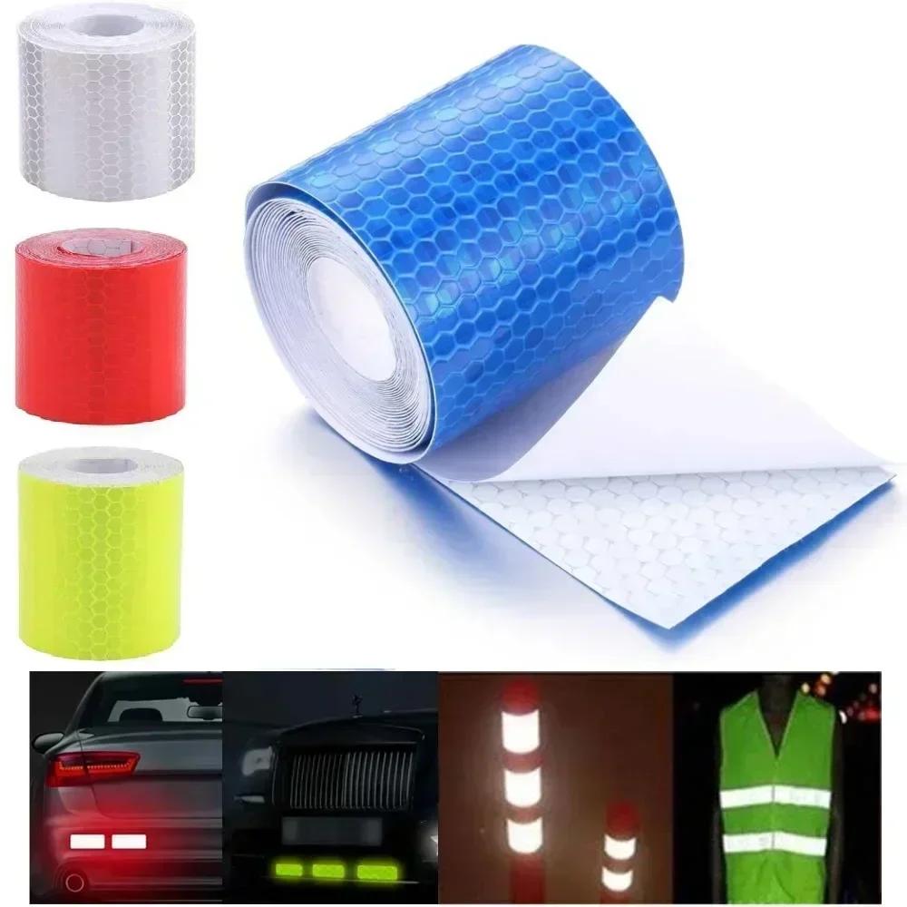 5x100CM Reflektierende Band Aufkleber Auto Sicherheit Mark Auto Motorrad Aufkleber Auto Selbstklebende Warnung Schutz Streifen Film Aufkleber