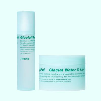 STEADILY Glacial Water Aloe Heat Pore Set (150ML Mist + 80 Toner Pads)