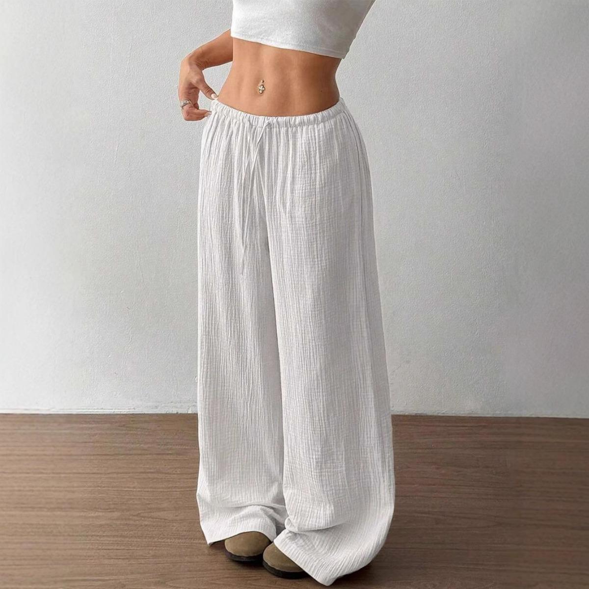 

New Fashionable Women s Clothing, Elegant and Versatile, Elastic and Casual, Solid Color Pants, Wide Leg Pants S жовтий