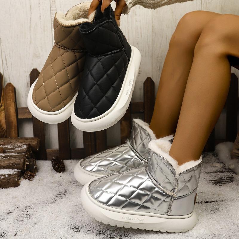 New Autumn and Winter Thick-soled Snow Boots Women's Fur Integrated Muffin Thickened and Velvet Warm Bread Cotton Shoes