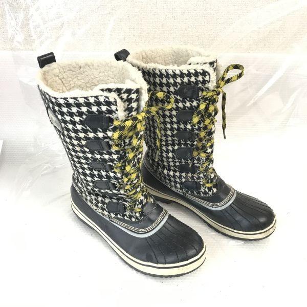 

Canada SOREL Snow Boots Warm Boa 25cm Black Check Waterproof