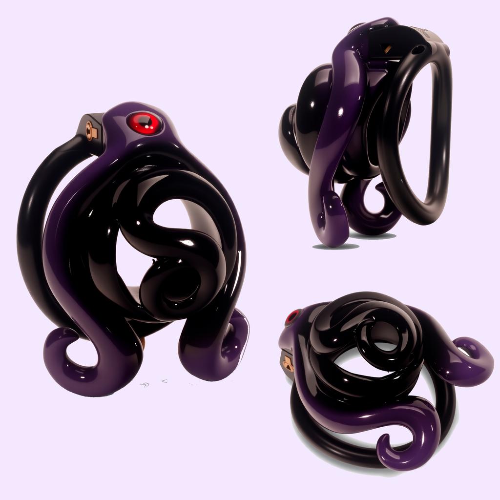 Mini Octopus Shaped Male Chastity Cage Equipped with 4‑Size Locking Rings Elastic Belt Anti Slip SM Sissy Birdcage Lock Alutdtoy