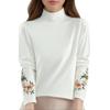 Women's Fashion Retro Velvet Literary Embroidery High Neck Long Sleeve T-Shirt Top