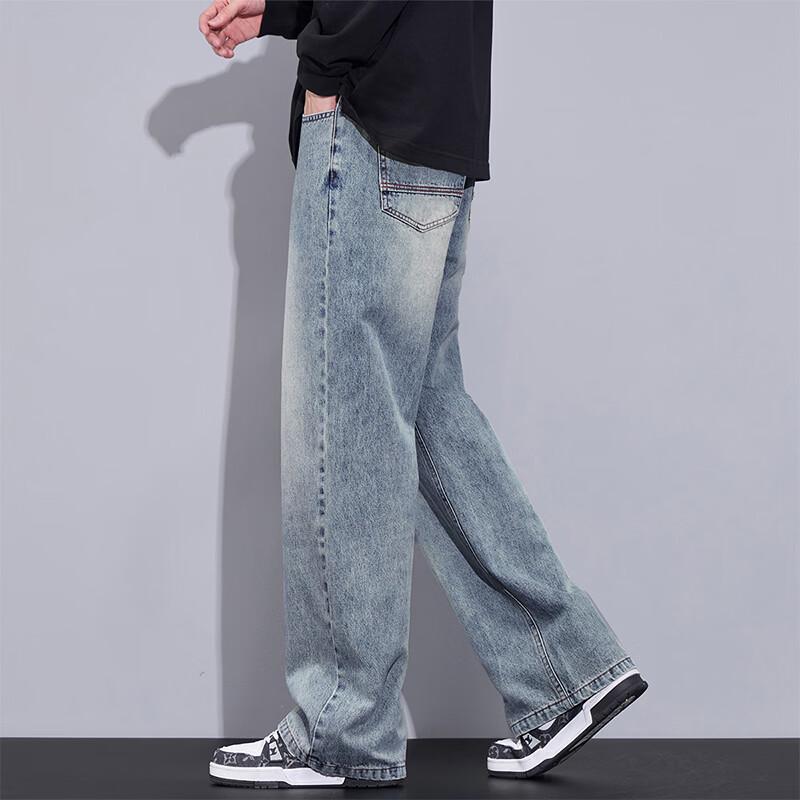 MEDE Men's American Retro Loose Straight Jeans