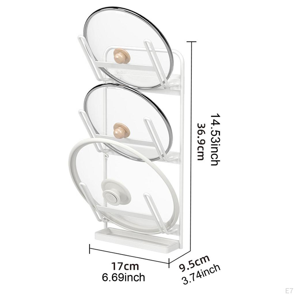 Glass or Metal Pan Cover Holder Carbon Steel Pot Lid Storage Rack for