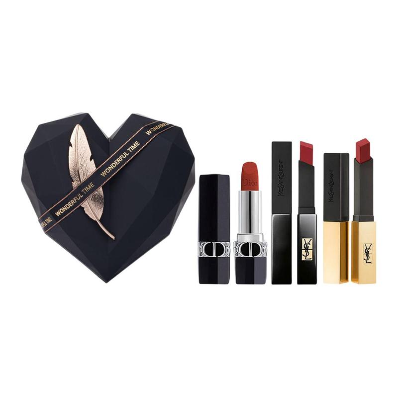 DIOR Lipstick 999 velvet + small black bar 302 + small gold bar 1966 чёрный