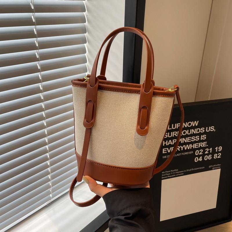 IELGY Ladies Messenger Bag Casual Portable Shoulder Contrast Color Bucket Bag
