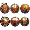 Sun Catcher Hanging Decoration with Metal Chain Colorful Hand-Painted Glass Panel Light Trap Decorative Accessory