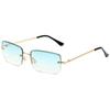 Pentagram frameless sunglasses European and American square trimmed fashion men's and women's metal sunscreen