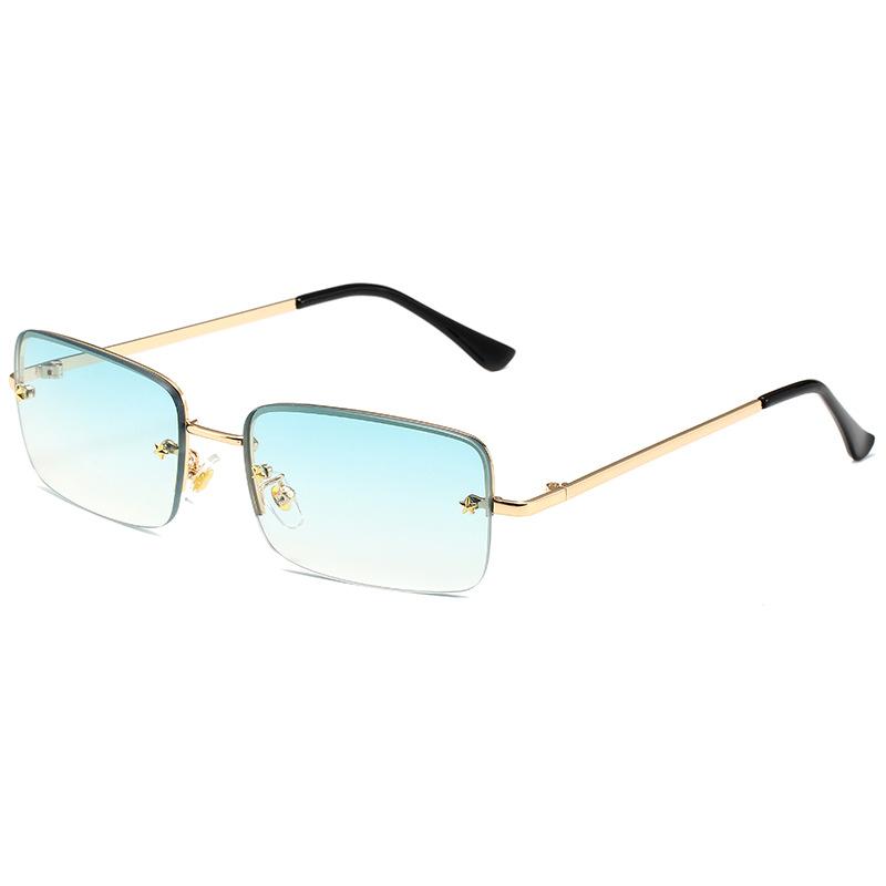 Pentagram frameless sunglasses European and American square trimmed fashion men's and women's metal sunscreen