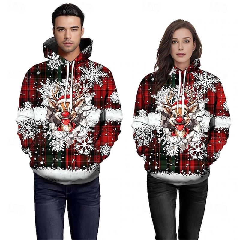 

Модные толстовки креативного дизайна для мужчин и женщин с 3D-принтом на рождественскую тематику, парная одежда с капюшоном 6XL