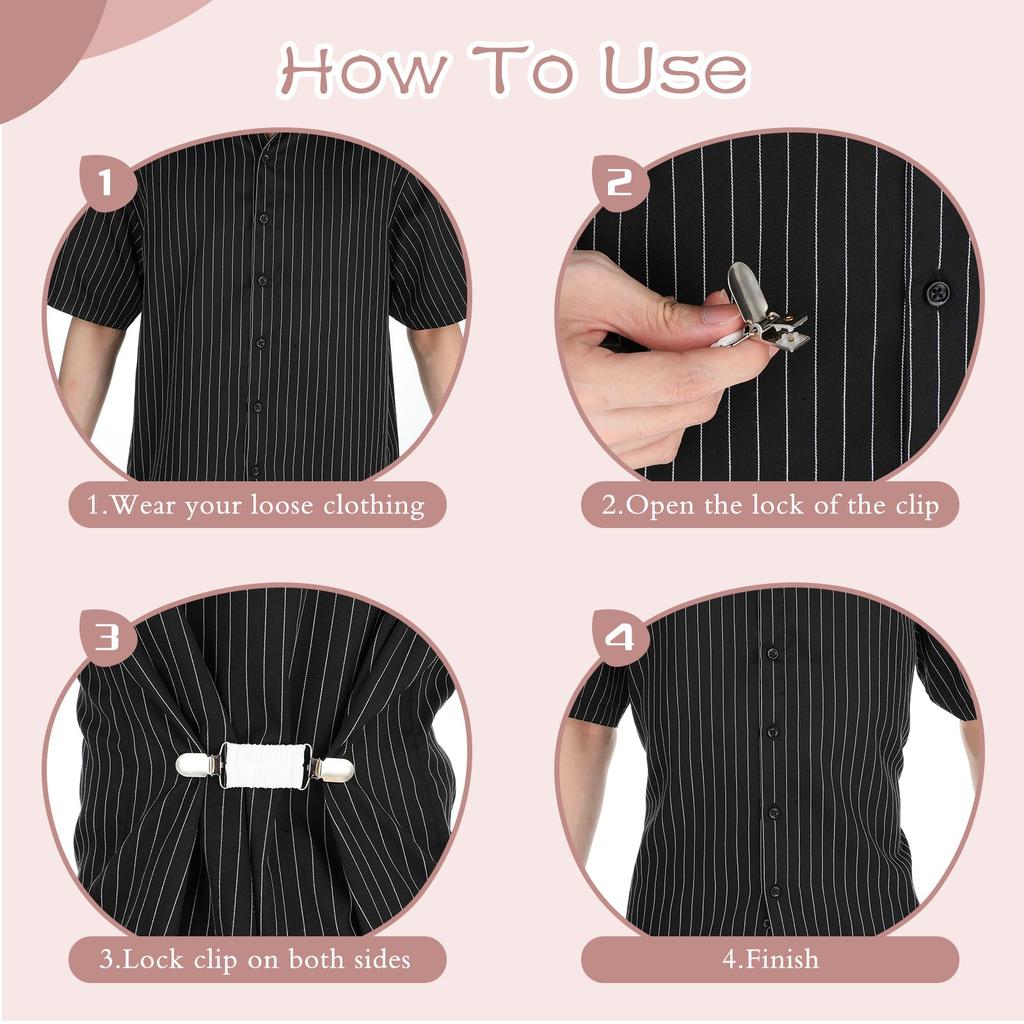 Adjustable Back Cinch Clips - Waist Cincher/Sweater/Shawl Clips for Women, Seamless Elastic Tightener