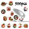 Holiday Envelope Seals Christmas Round Stickers, Santa Claus Snowman And Gingerbread Patterns Print, Scrapbooking Stickers Self Adhesive for