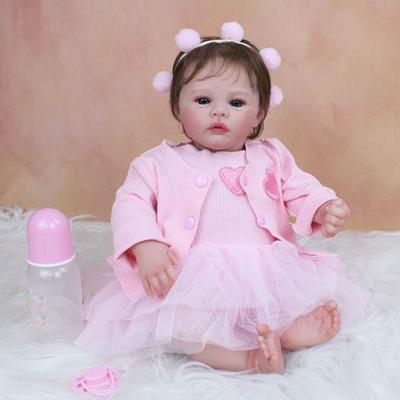 3D Marble Texture Skin Visible Veins 45 CM Soft Silicone Reborn Baby Doll Toy For Girl Cloth Body Art Bebe Child Dress Up Boneca