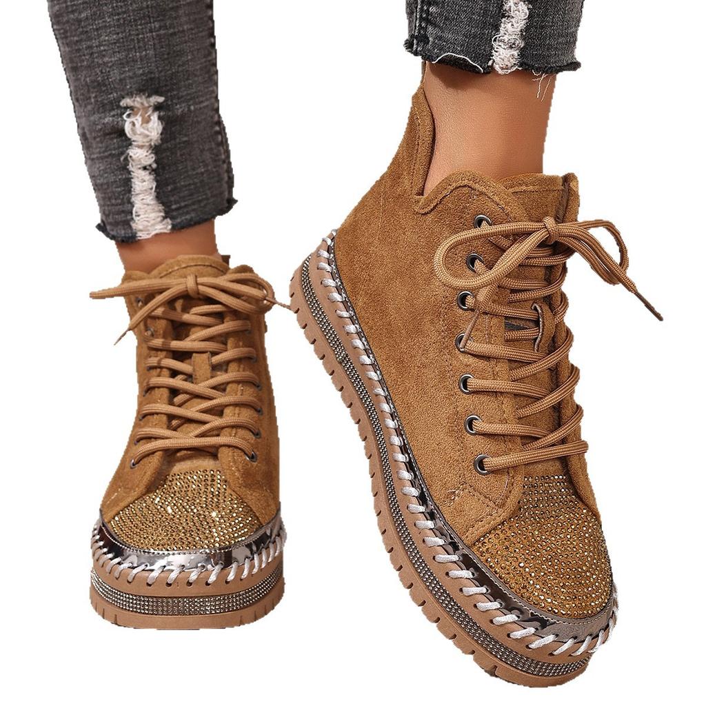 European and American high-top short boots women's winter new snow boots thick-soled velvet cotton boots women's large-size fashion women's boots