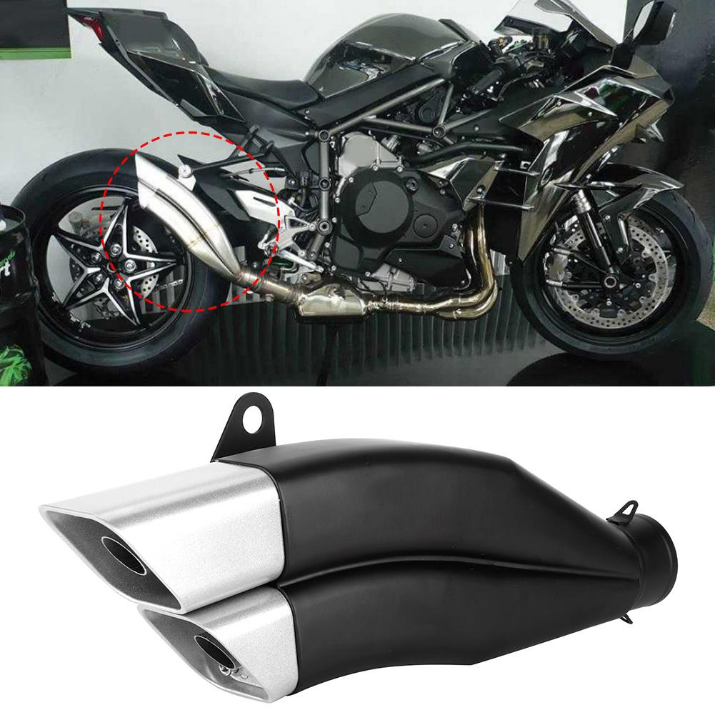 Universal Black 51mm Stainless Steel Motorcycle Double Exhaust Muffler Pipe Modification Parts