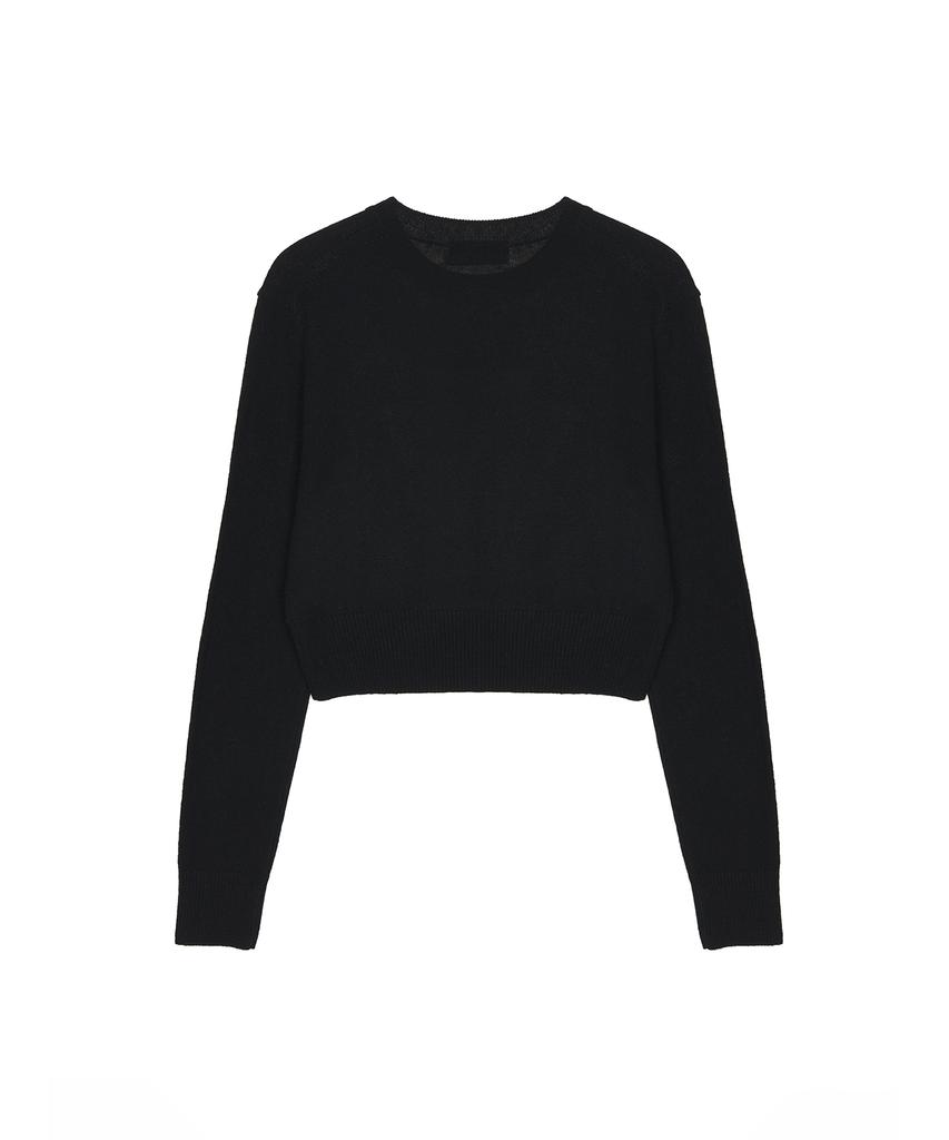 Nigaennikol Cashmere Butterfly Signature Crop Knit_Black