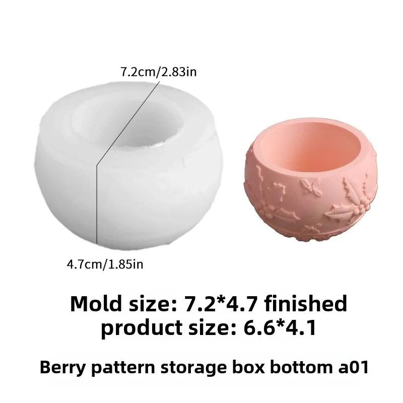 Christmas Berry Candle Cup Mold Relief Snowflake Christmas Fruit Storage Box Christmas Gypsum Ornament Silicone Mold