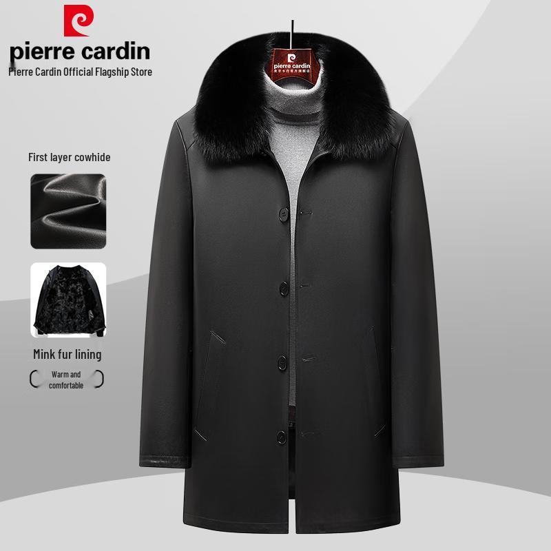 Pierre Cardin Men's Mid-Length Genuine Leather Jacket