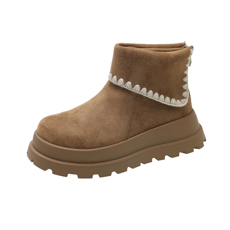 [Fanfna] Lace Simple Martin Boots for Women's 2025 Autumn and Winter New Thick-soled Retro Height-increasing Versatile Short Boots for Women
