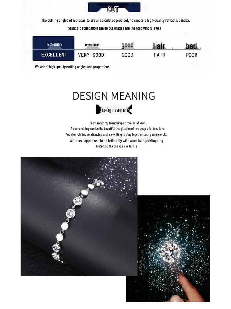 S925 Sterling Silver Moissanite Bracelet - High-End Fashion Jewelry