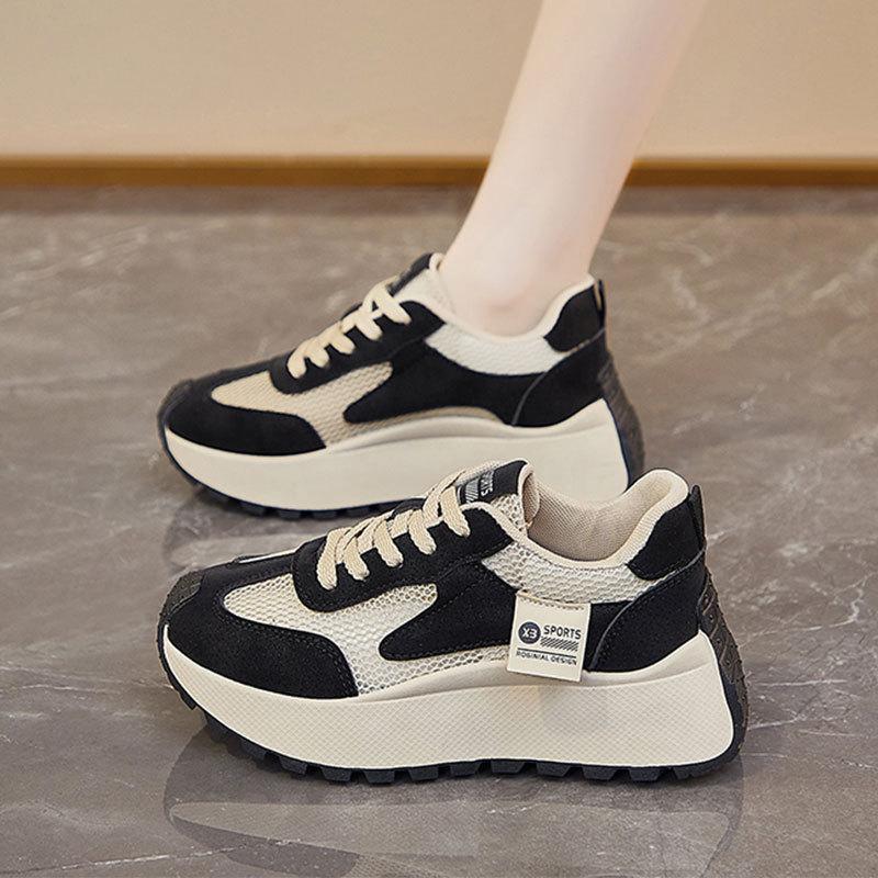 Mesh Dad Shoes Women's 2025 New Summer Breathable Women's Shoes Versatile Super Fire Thick Sole Heightening Sports and Leisure Shoes