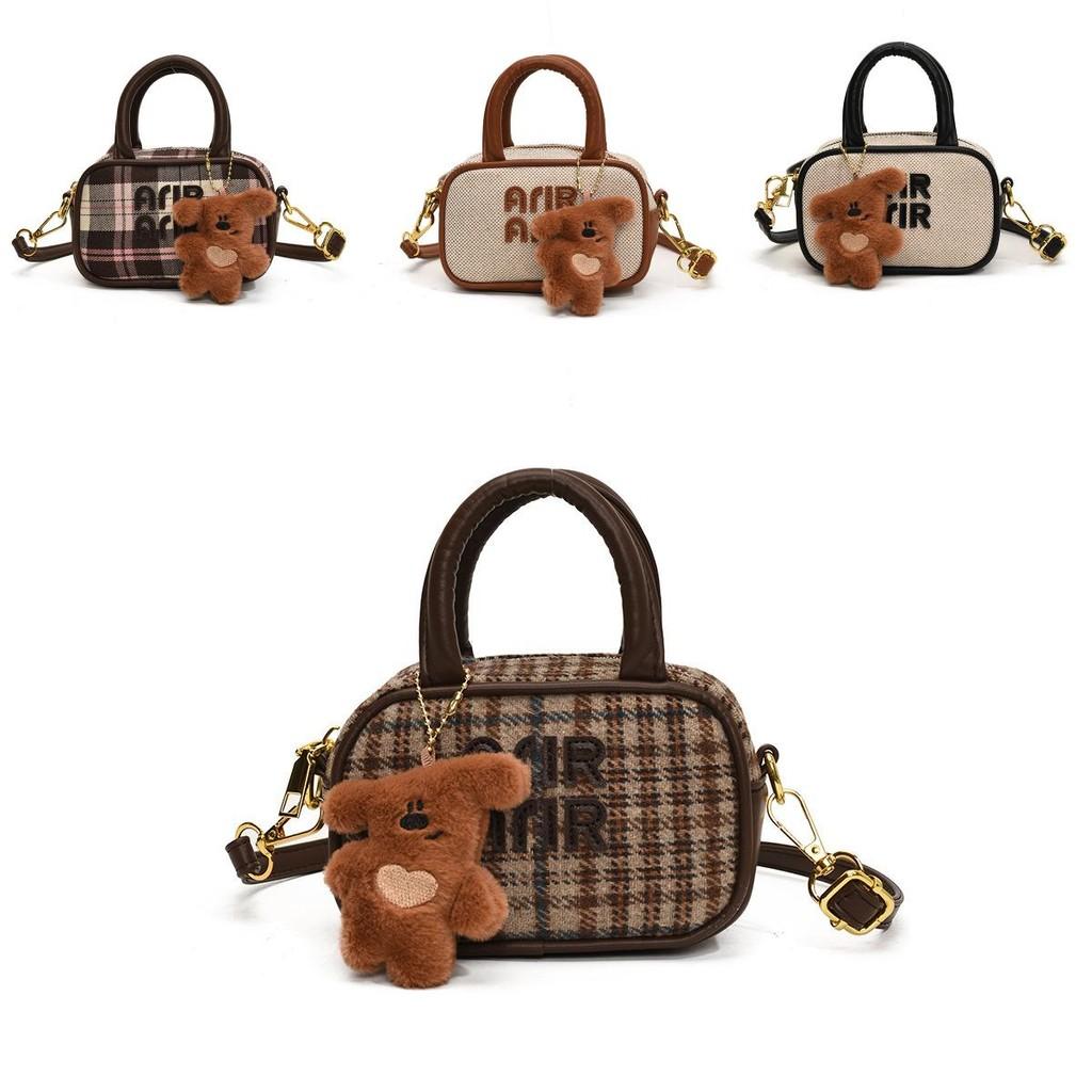 Kidss Checkered Trendy Mini Handbag Letters Leopard Print Kids Singleshoulder