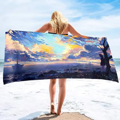 Oil Paintings Super Soft Plush Beach Bath Pool Towel Pool Towel Oversized Lightweight Sand Free Quick Dry Plush Beach Towel