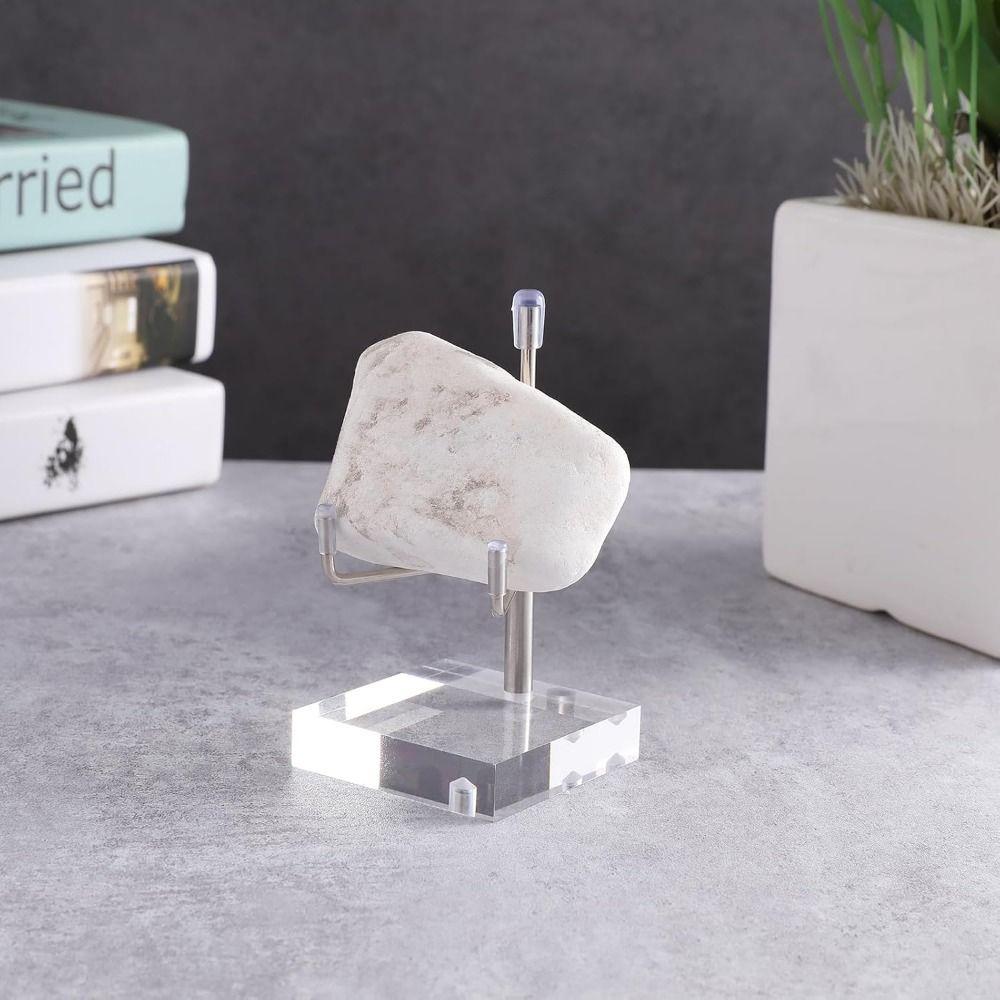 Round/Square Base Metal Arms Crystal Holder Soft Rubber Case Rock Collectibles Shelf  Museum