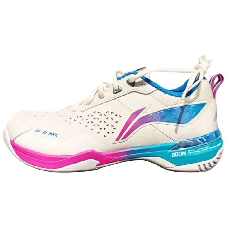 Li Ning Blade Ma Cushioning Slip Resistant Abrasion Resistant Low Top Badminton Shoes Unisex White Pink Blue AYAU005-4