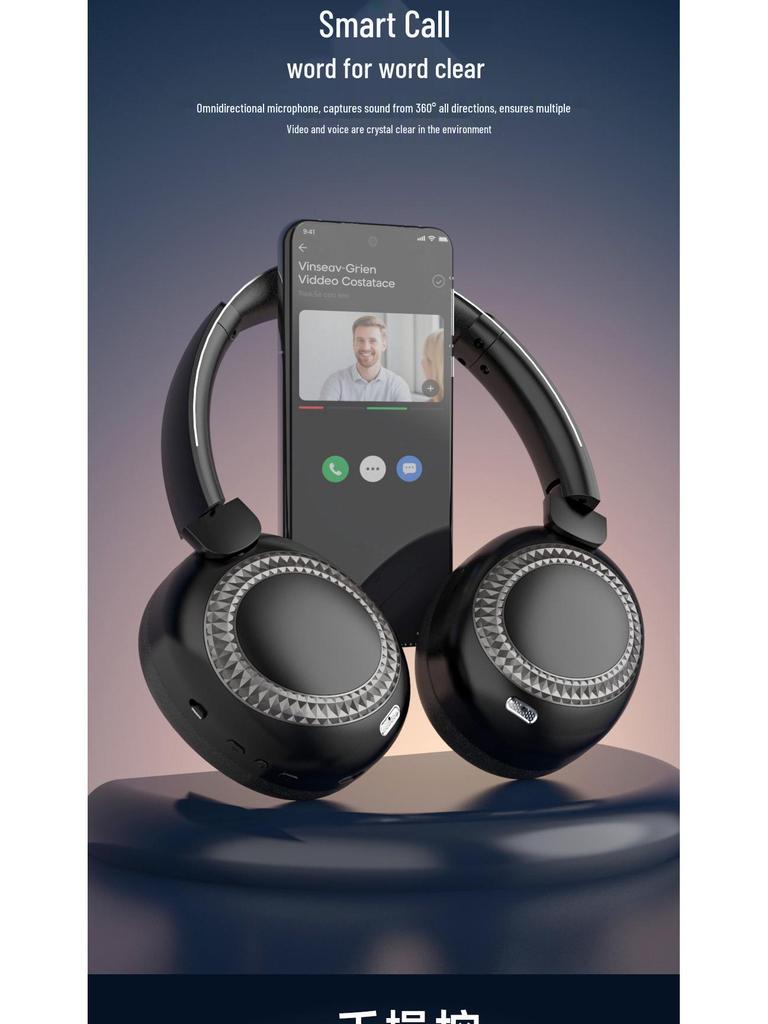 New Bluetooth Over-Ear Headset: Foldable, Rotating Design with Soft Large Earcups