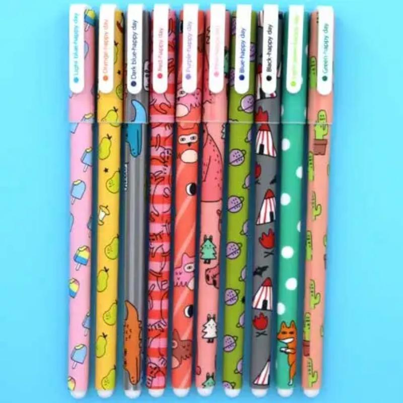 10 Pcs/Kit Adorable Color Pen Flower Animal Starry Star Sweet Flora Colored Gel Pen 05mm Pens for School Kawaii Korean Stationary