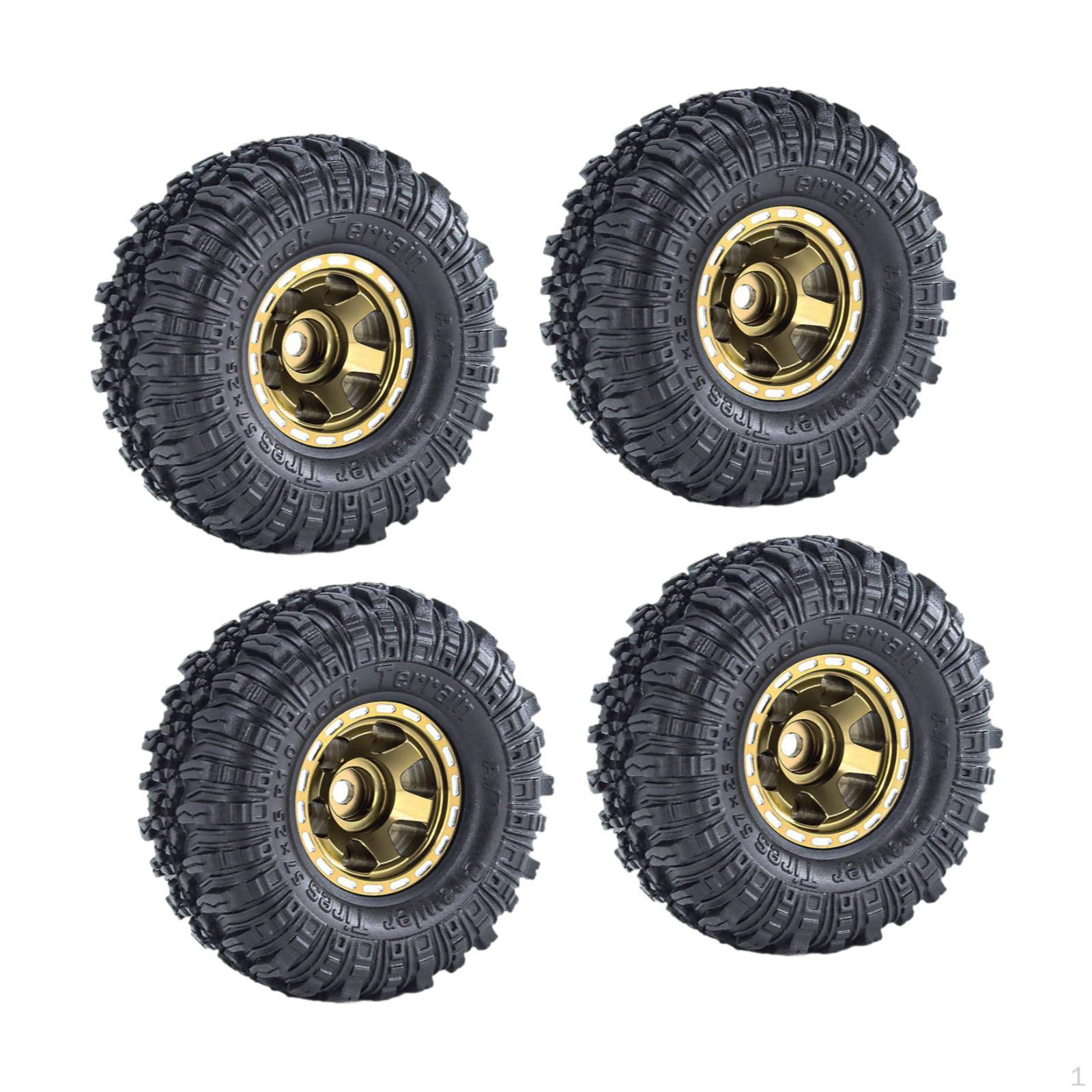 

4 Pieces 1.0 Inch Rubber Tires Set for SCX24 FMS24 1:24 RC Crawler Car темно-коричневого кольору