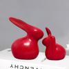 Home Décor Ceramic Rabbit Figurines (Set of 2, Red Color)