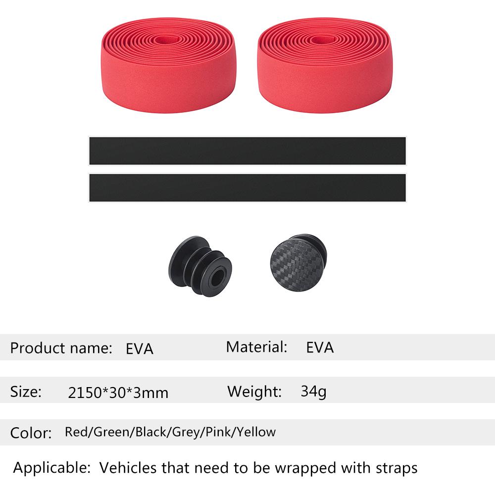1Pair Bicycle Handlebar Tape Anti-Slip Damping Cycling Road Bike Handle Belt Wraps With Bar End Plugs Accessories for Road Bike