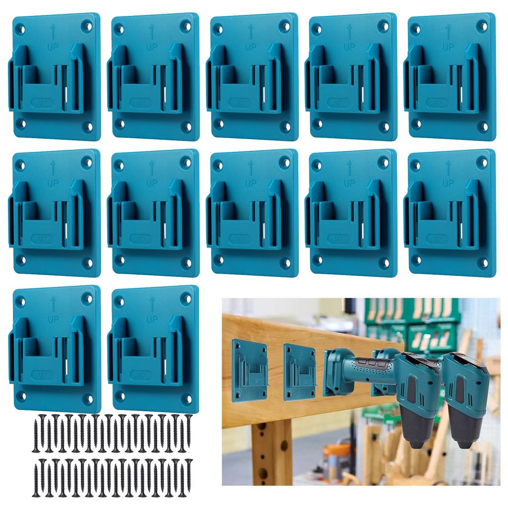12PCS Tool Holder Wall Mount For18 V Power Tool Drilling Tools Holder Machine Holder with 48 Screws for Workshop Storage
