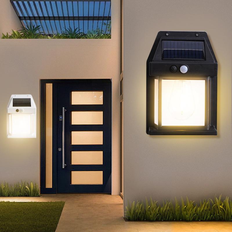 Outdoor Solar Wall Lamp Waterproof Tungsten Filament Lamp Induction Lamp Household Garden Wall Light Villa Lighting Night Light