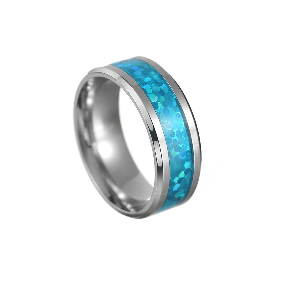 Luxury Man Blue White Opal Stone Ring Promise Love Engagement Rings For Couple