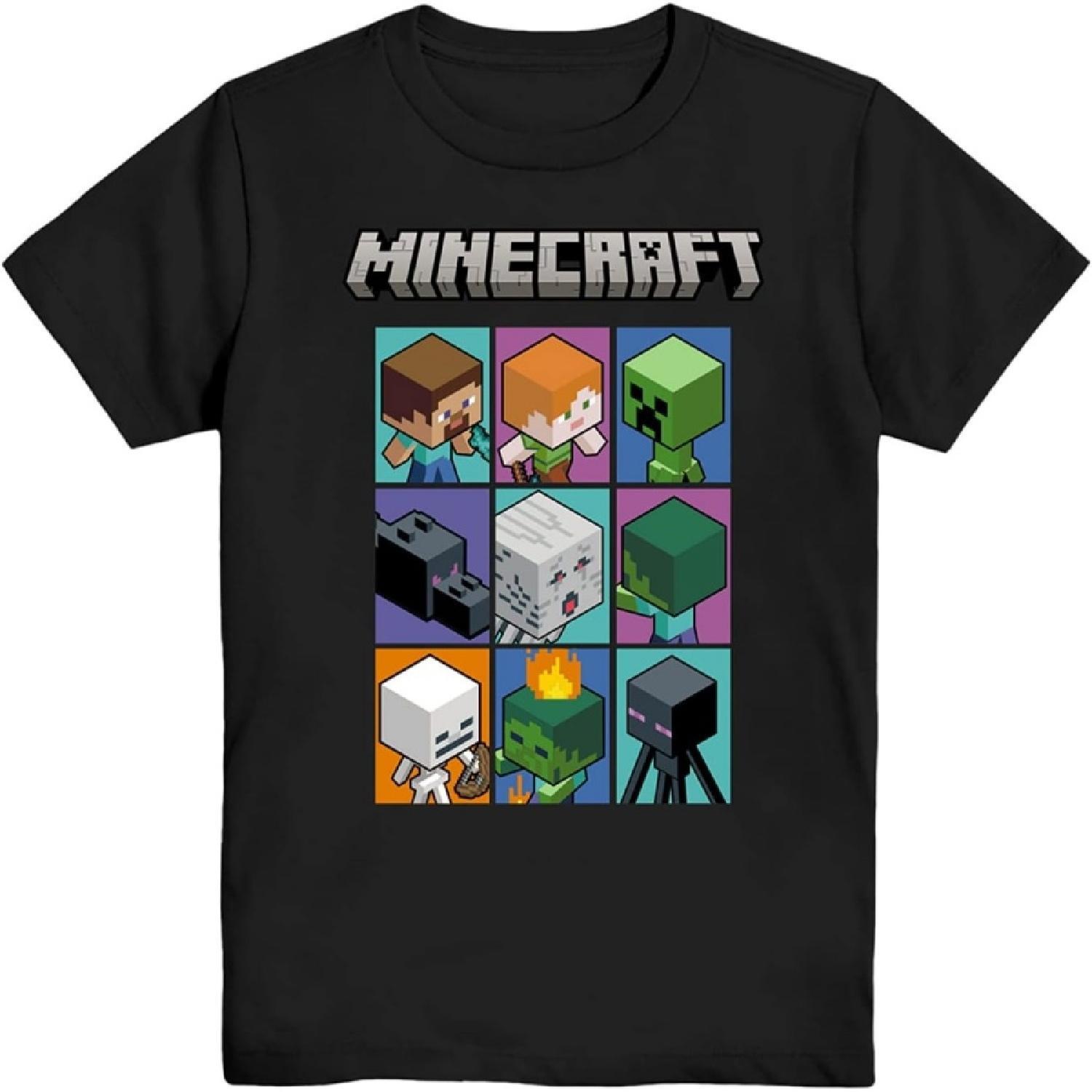 Футболка для мальчиков Minecraft - Черно-зеленое лицо Крипера - Официальная футболка XXXXXL разноцветный