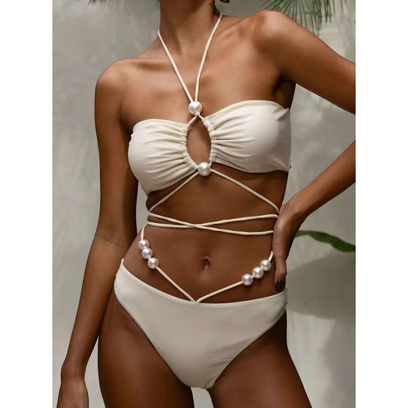 

Однотонный купальник-стринги с бретельками через шею, микро-бикини, комплект из двух частей, купальный костюм, женский сексуальный купальник с вырезами, пляжная одежда L