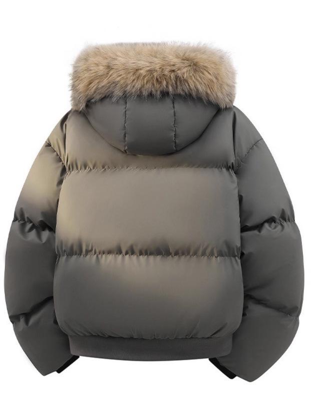 Herrjacka i PU-läder med Örn - Vinterparkas i Amerikansk Stil