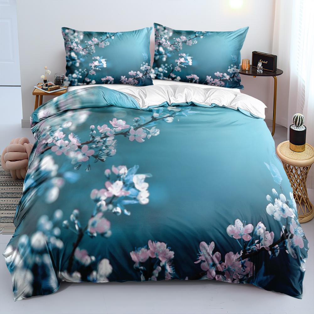 Blue Gold Flower Classic Duvet Cover Set