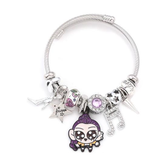 Demon Hunters-Inspired Bracelet Zinc Alloy Enamel Cat Charms Snake Chain Fade Resistant Lightweight Gothic Fantasy Jewelry Accessories
