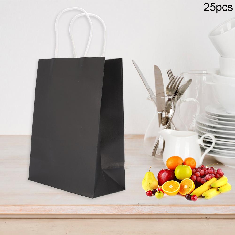 

25 PCS Gift Bag Kraft Paper for Wedding Candy Favor Bag With Handle Black чёрный