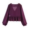 European and American Style, New Women's Clothing, Foreign Style, Fashionable, Sweet Lotus Leaf Edge Purple Chiffon Top