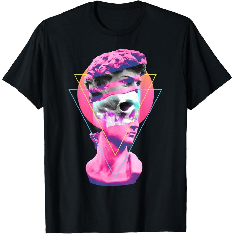 

Vaporwave Statue David Bust Skull Retro 80s Glitch T-Shirt XXXXXL чёрный