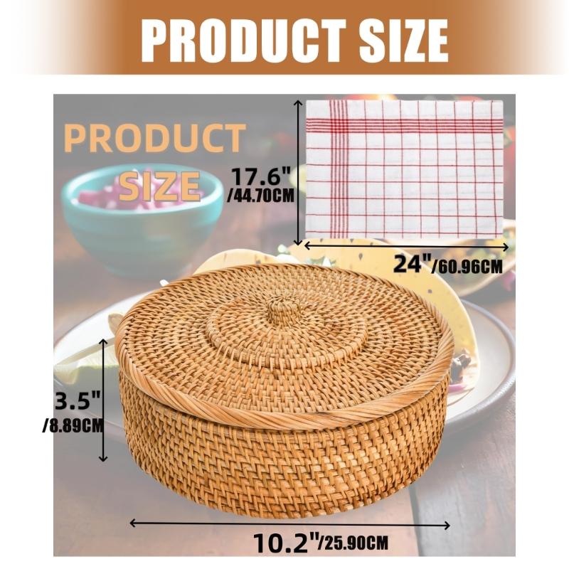 Plateau de service pour pain plat style rustique avec insert en tissu Peut contenir jusqu'à 15 portions de pain plat ou de gaufres